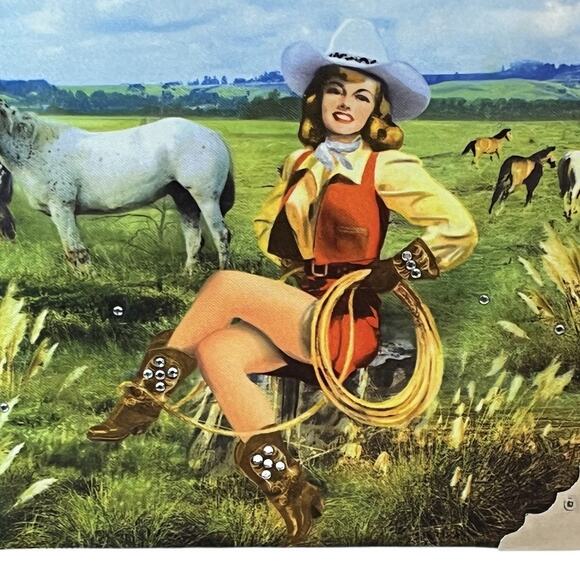 Vintage Blossom Cowgirl Horse Western Cigar Box Purse Handbag Top Handle - Picture 15 of 15